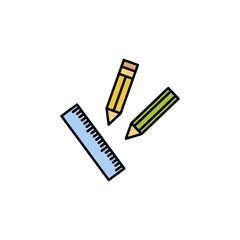 pens, ruler, scale line illustration. element of education illustration icons. Signs, symbols can be used for web, logo, mobile app, UI, UX