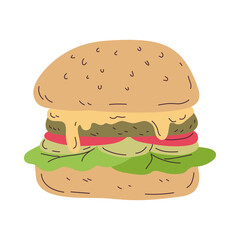 Isolated sketch of a vegan burger Vector