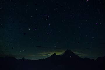nightscape, night full of stars, Constellation Scorpio, Scorpius above the mountain Watzmann,...