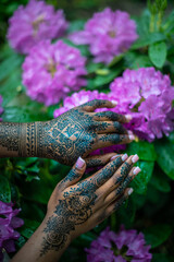 Mehndi, henna body painting (other names for mehendi, mehandi, mandi).