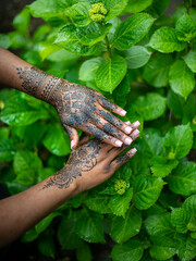 Mehndi, henna body painting (other names for mehendi, mehandi, mandi).