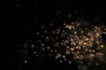 Fireworks sparks on a black sky background. graphic resource for design. Blank for the designer....