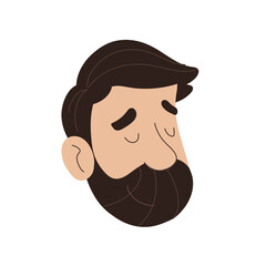 Isolated happy cute man with beard cartoon avatar Vector