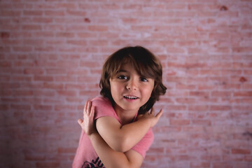 little boy with long hair expressions 