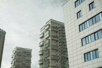 Houses in city. Tall houses.