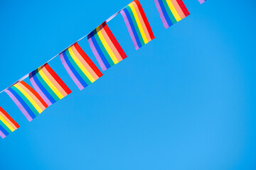 Many small gay rainbow flags