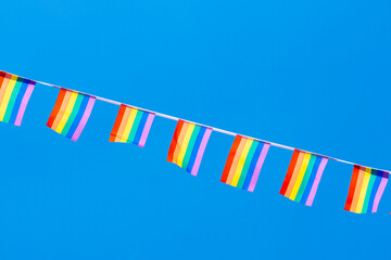 Many small gay rainbow flags