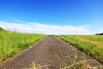 空に続く牧場の道
