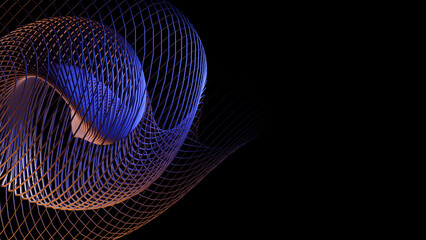 Purple Abstract Wavy Lines on black Background. 3D render. Abstract illustration, modern design.