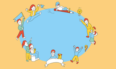 家族・さまざまな世代のイラストフレーム