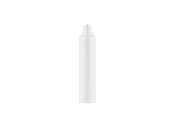 White cosmetic bottle with dispenser on white background.
Cream Bottle with transparent lid, isolated on white background.