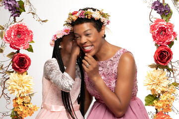 Daughter sharing her secrets with mother  