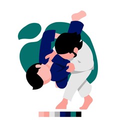 martial arts & Judo themed vector graphic illustration, perfect for educational and children's themed products, such as stickers, key chains, posters, mug, etc.