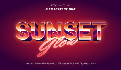 3D Sunset Glow Editable Text Effect