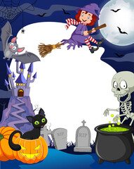 Cartoon halloween background with blank space
