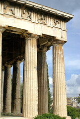 Columns on an ancient temple in Athens, Greece