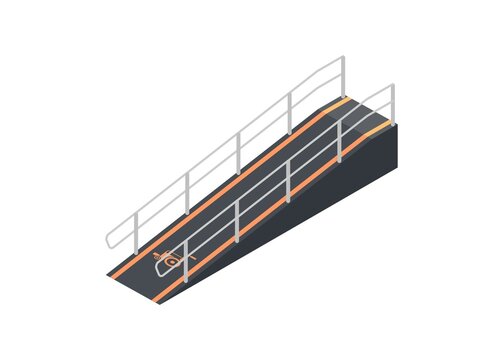 Wheel chair ramp. Simple flat illustration in isometric view.