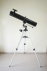 Telescope on tripod with parts. Reflector with optical tube of Newtonian system on azimuth mount....