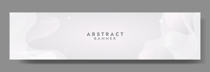 Abstract White Fluid Banner Template. Modern background design. gradient color. Dynamic Waves. Liquid shapes composition. Fit for banners