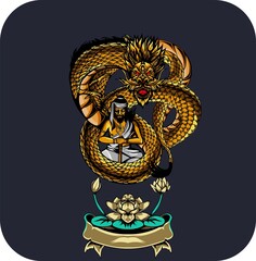 golden dragon and vector man