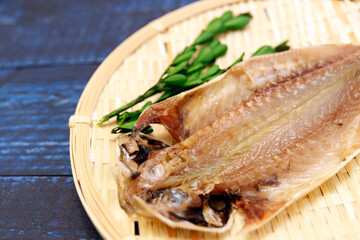 Dried horse mackerel on the table