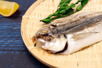 Dried horse mackerel on the table
