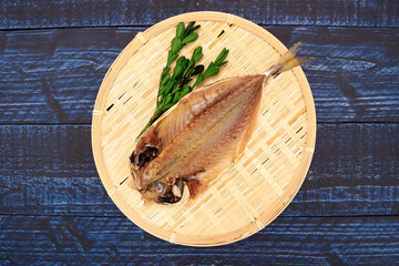 Dried horse mackerel on the table
