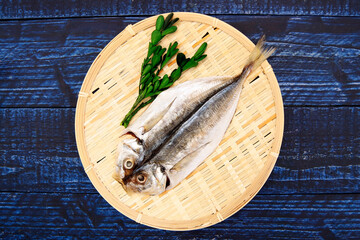 Dried horse mackerel on the table