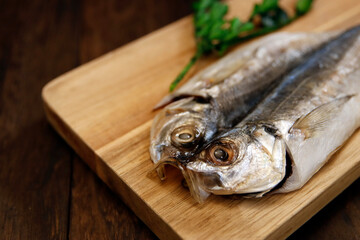 Dried horse mackerel on the table