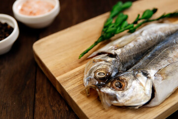 Dried horse mackerel on the table