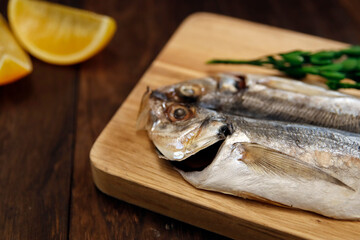 Dried horse mackerel on the table