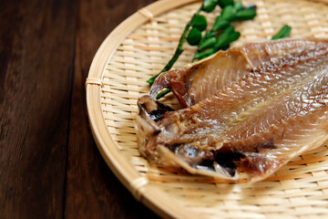 Dried horse mackerel on the table
