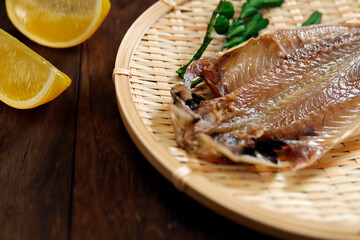 Dried horse mackerel on the table