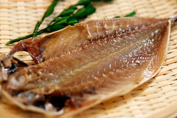 Dried horse mackerel on the table