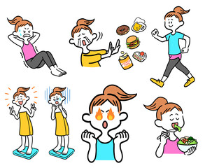 ダイエットに励む女性のセット