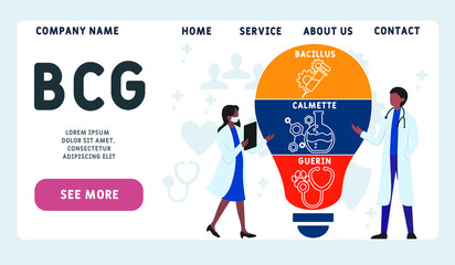 BCG Bacillus Calmette-Guerin acronym. medical concept background.  vector illustration concept with keywords and icons. lettering illustration with icons for web banner, flyer, landing page