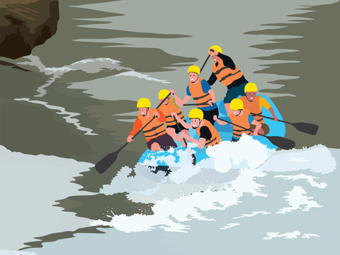 Kayaking Adventure Trip on illustration graphic vector