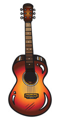 Fototapeta premium Hand Drawn Acoustic Guitar Vector Illustration