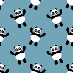 Cartoon seamless kawaii panda pattern for kids and fabrics and textiles and wrapping paper and kindergarten