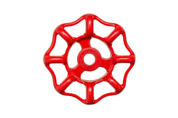 Red handwheel for water valve isolated on white