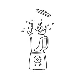 Blender with smoothie in the doodle style isolated on a white background. Vector illustration.