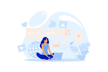 communication via the Internet, social networking,chat, video,news,messages,web site, search friends, mobile web graphics flat design modern illustration