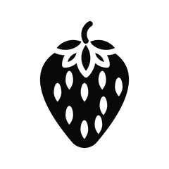 Strawberry vector icon. fruit icon color editable