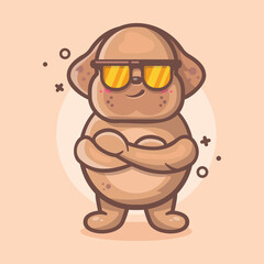 cute dog animal character mascot with cool expression isolated cartoon in flat style design
