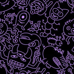 Kids seamless aliens and monsters pattern for fabrics and textiles and packaging and wrapping paper and notebooks