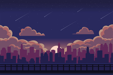 Fototapeta premium anime city night background