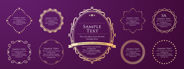 オシャレなフレーム。デザインテンプレート。ゴージャスな額のセット。
