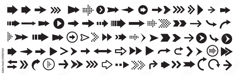 Poster arrows set icons. arrow vector collection. arrow. cursor. modern simple arrows.