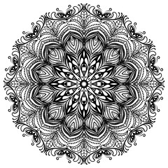 Coloring book patterns in mandala style for Henna, Mehndi, tattoos, decorative ornaments in ethnic oriental style page.