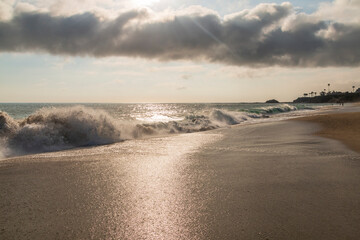 waves crashing in Laguna Beach in San Diego, California.